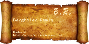 Berghofer Remig névjegykártya